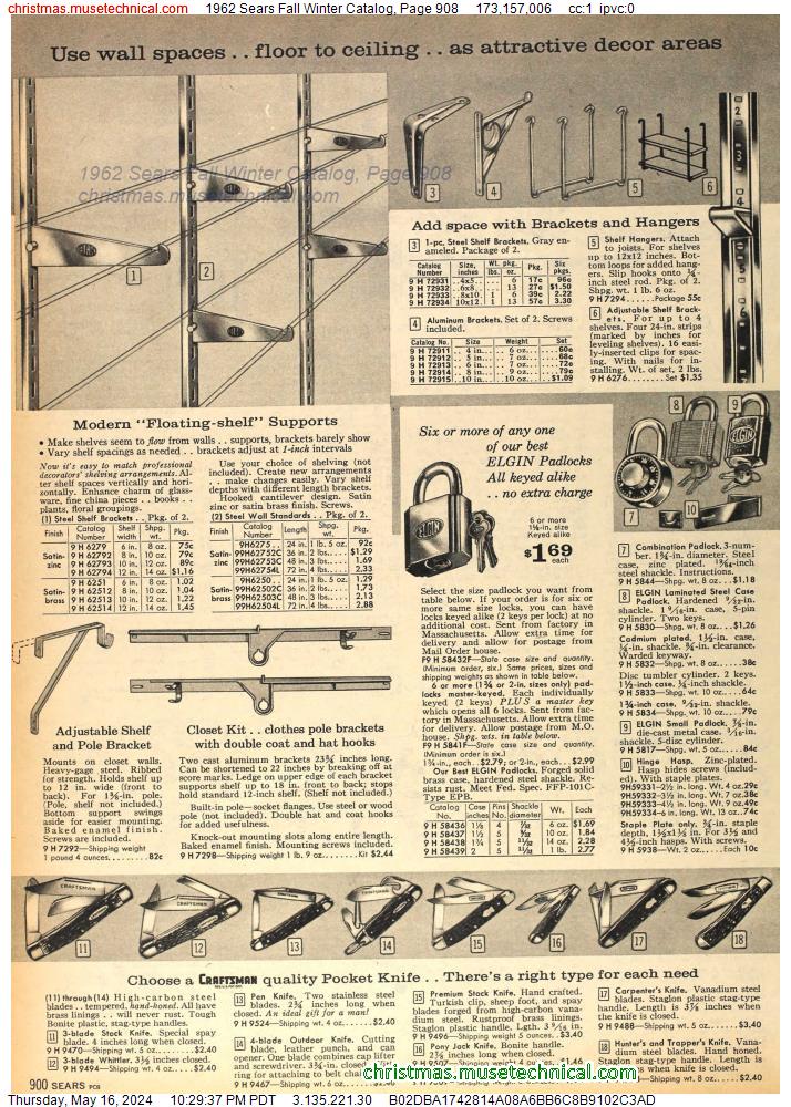 1962 Sears Fall Winter Catalog, Page 908