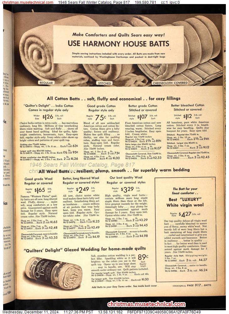 1946 Sears Fall Winter Catalog, Page 817