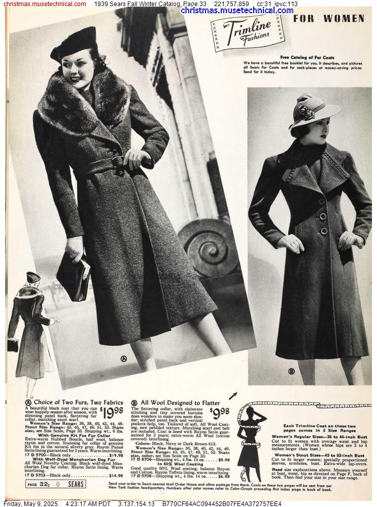 1939 Sears Fall Winter Catalog, Page 33
