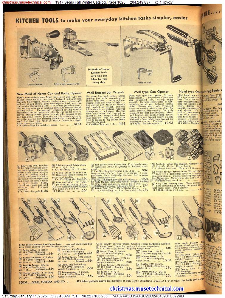 1947 Sears Fall Winter Catalog, Page 1020