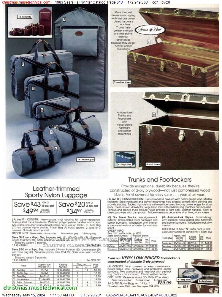 1983 Sears Fall Winter Catalog, Page 613
