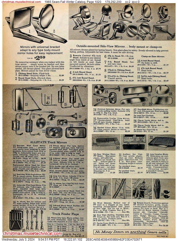 1965 Sears Fall Winter Catalog, Page 1020
