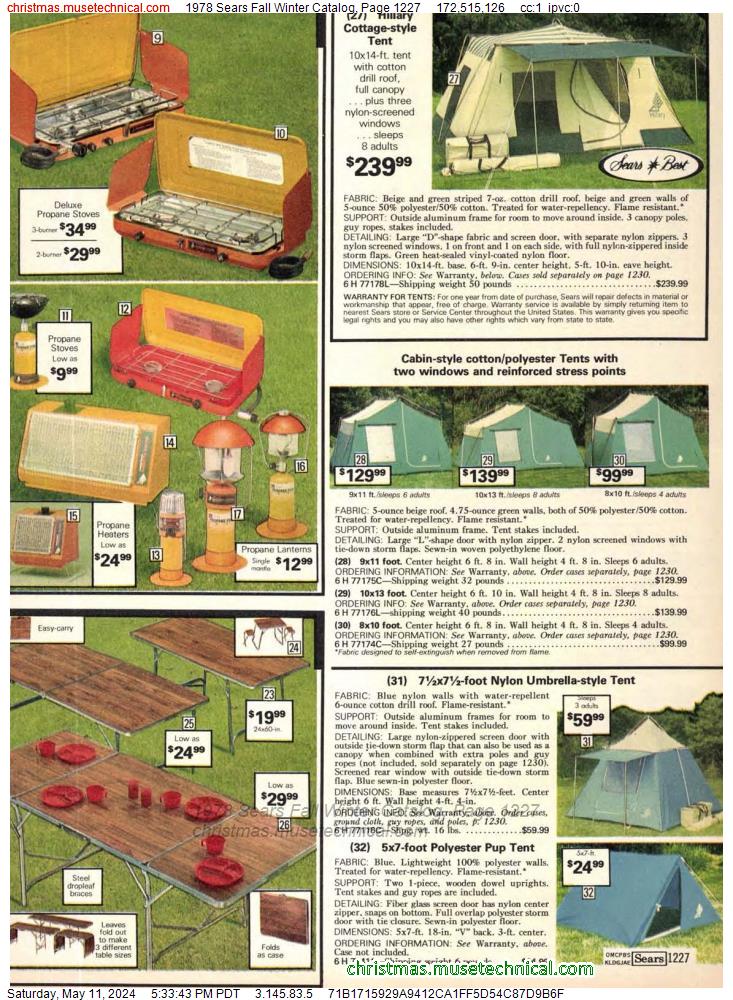 1978 Sears Fall Winter Catalog, Page 1227