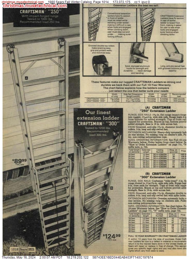 1980 Sears Fall Winter Catalog, Page 1014