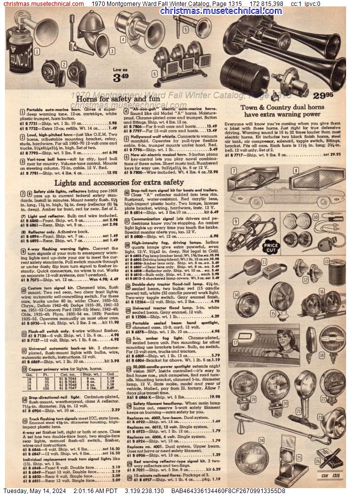 1970 Montgomery Ward Fall Winter Catalog, Page 1315