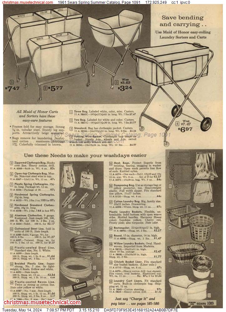 1961 Sears Spring Summer Catalog, Page 1091