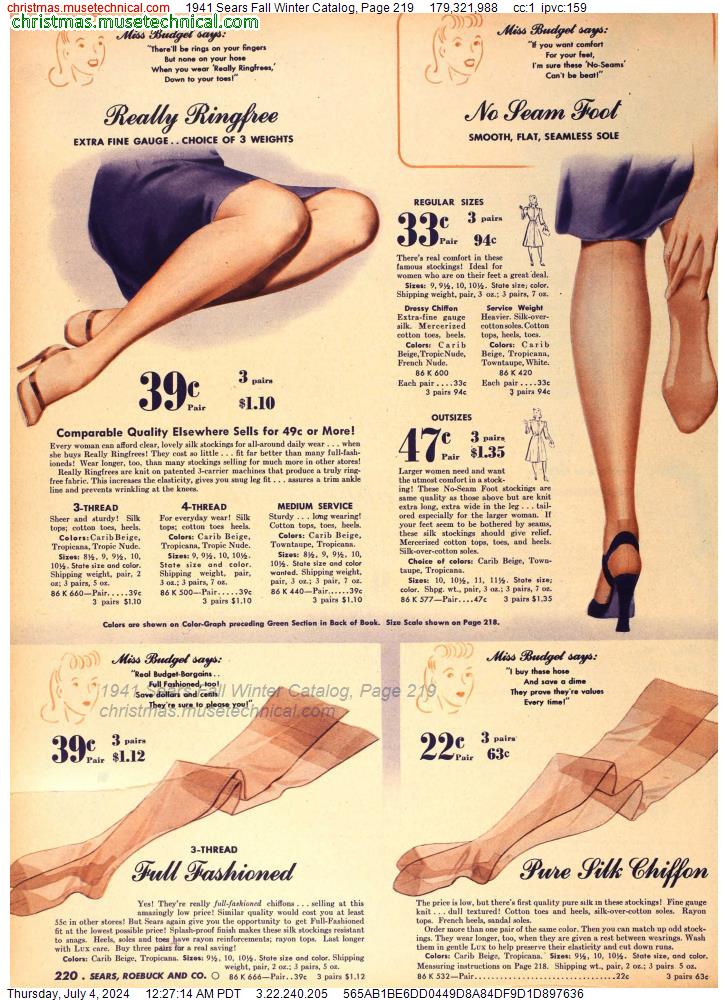 1941 Sears Fall Winter Catalog, Page 219