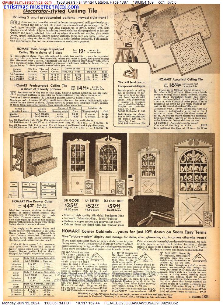 1958 Sears Fall Winter Catalog, Page 1387