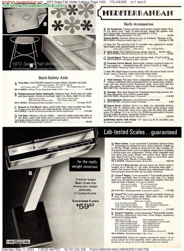 1972 Sears Fall Winter Catalog, Page 1494
