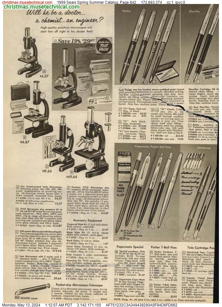 1959 Sears Spring Summer Catalog, Page 842