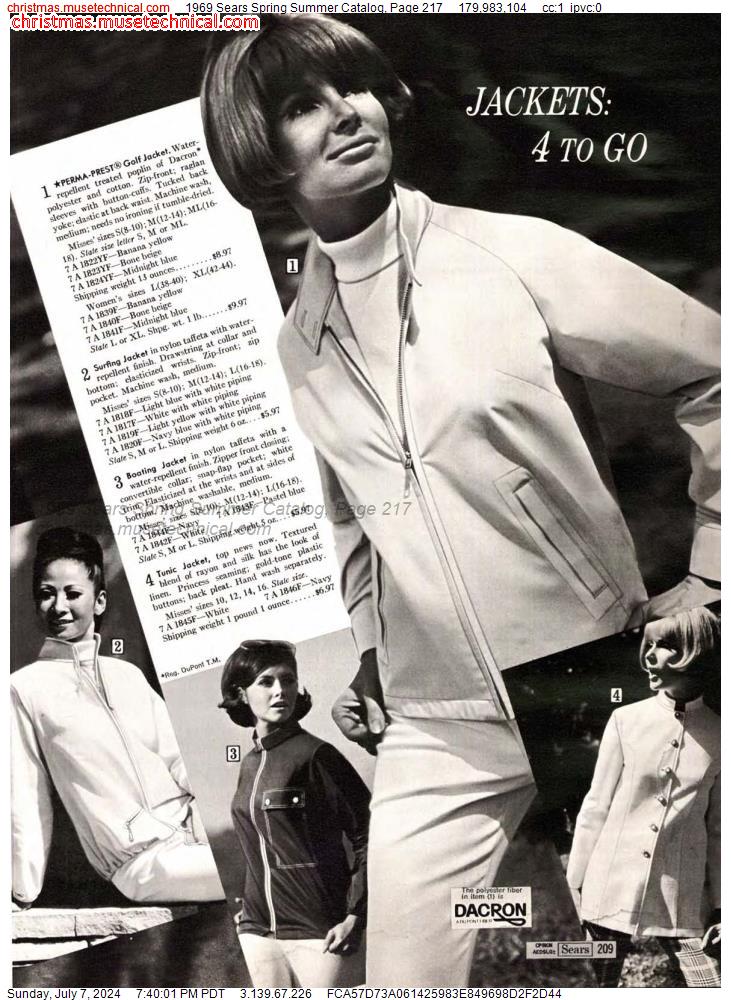 1969 Sears Spring Summer Catalog, Page 217