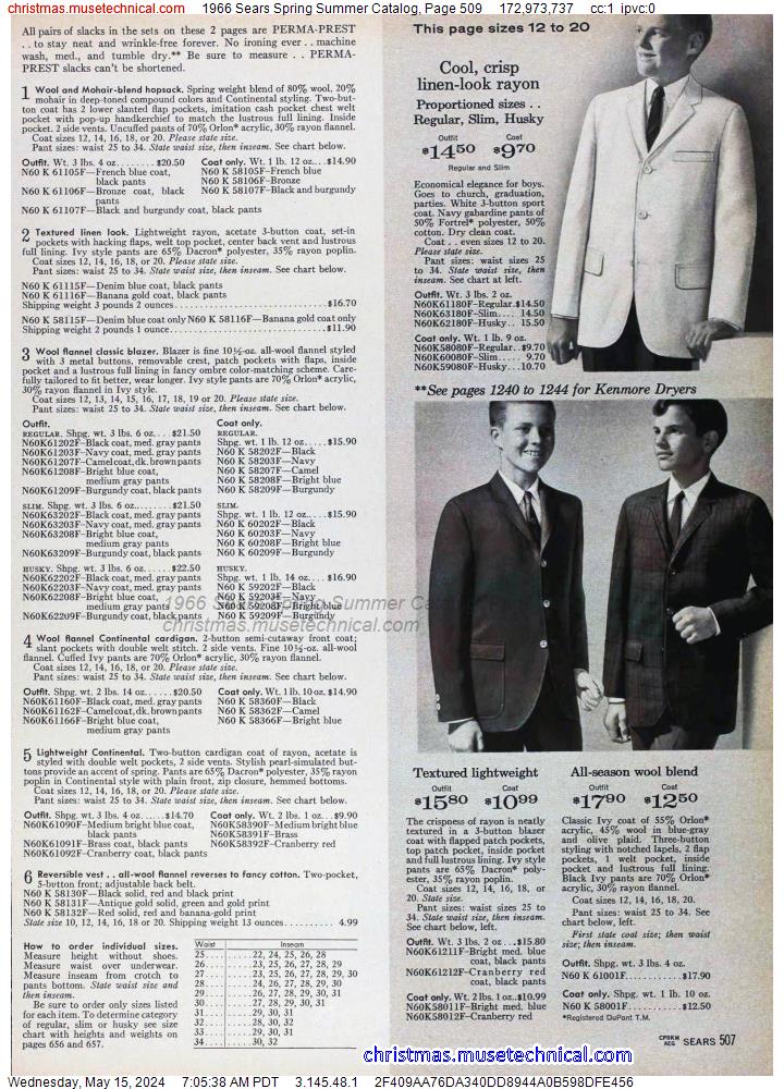 1966 Sears Spring Summer Catalog, Page 509