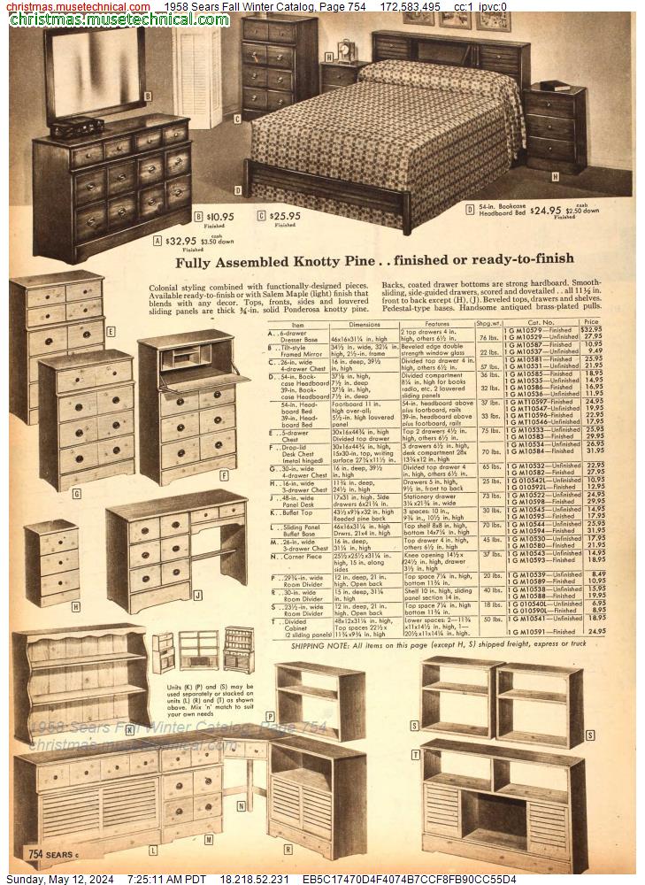 1958 Sears Fall Winter Catalog, Page 754