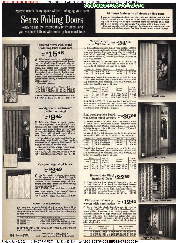 1969 Sears Fall Winter Catalog, Page 708