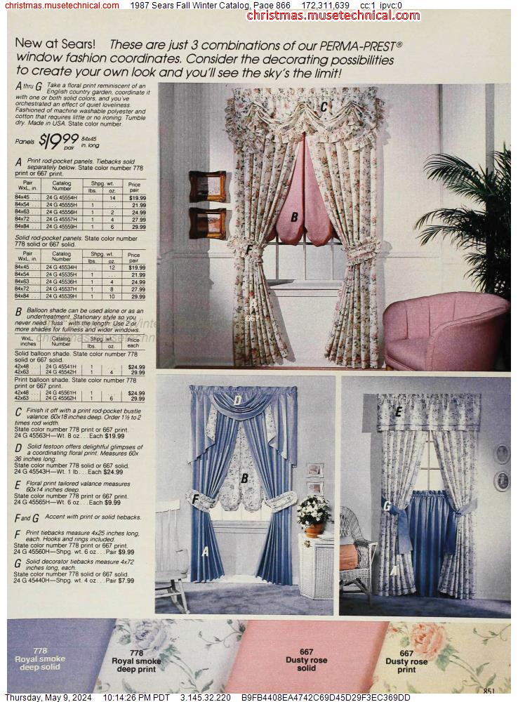 1987 Sears Fall Winter Catalog, Page 866
