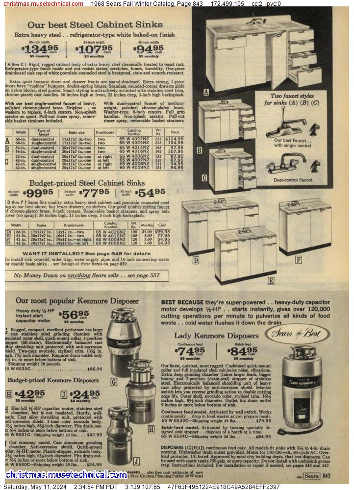 1968 Sears Fall Winter Catalog, Page 843