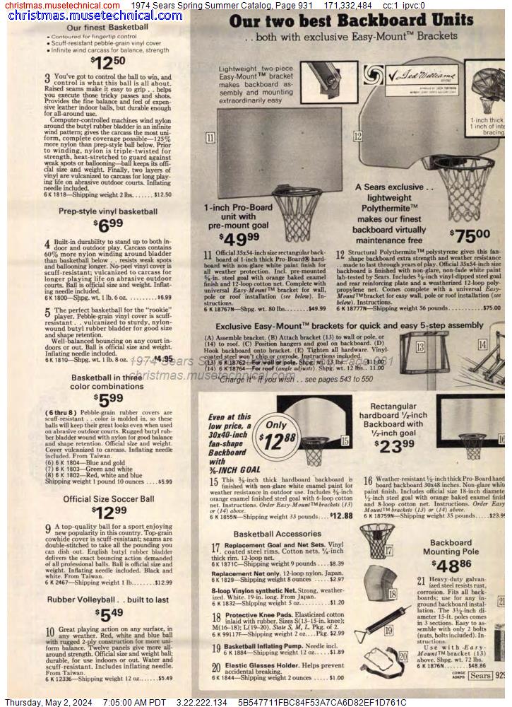1974 Sears Spring Summer Catalog, Page 931
