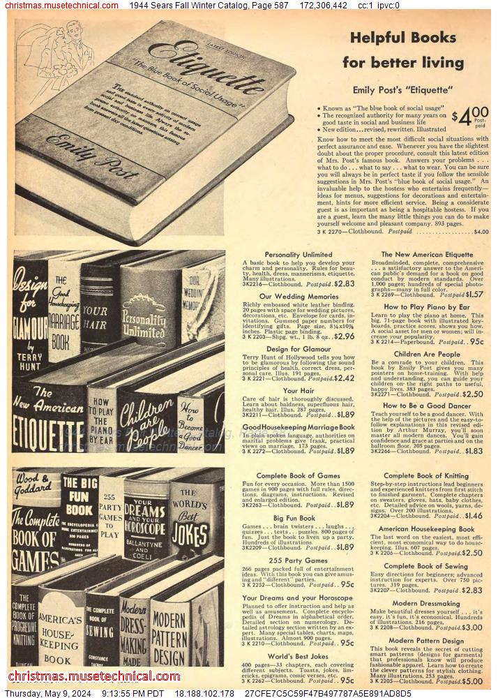 1944 Sears Fall Winter Catalog, Page 587