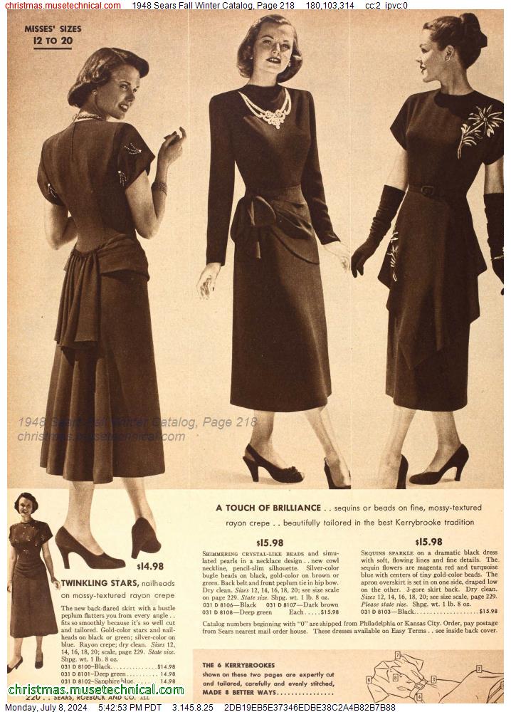 1948 Sears Fall Winter Catalog, Page 218