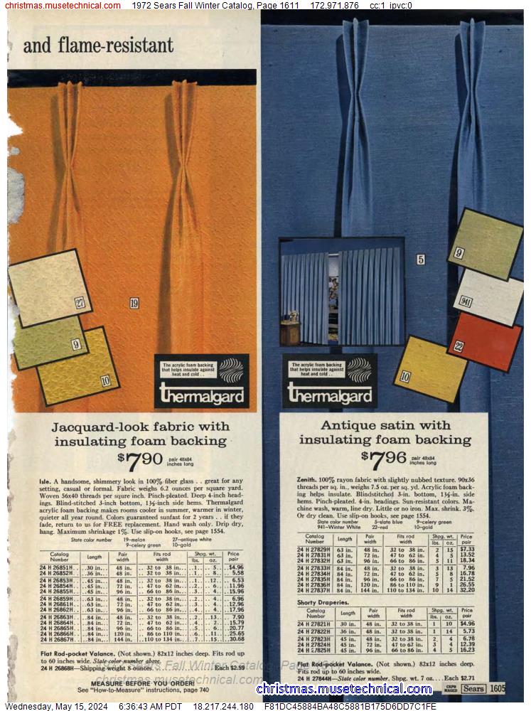 1972 Sears Fall Winter Catalog, Page 1611