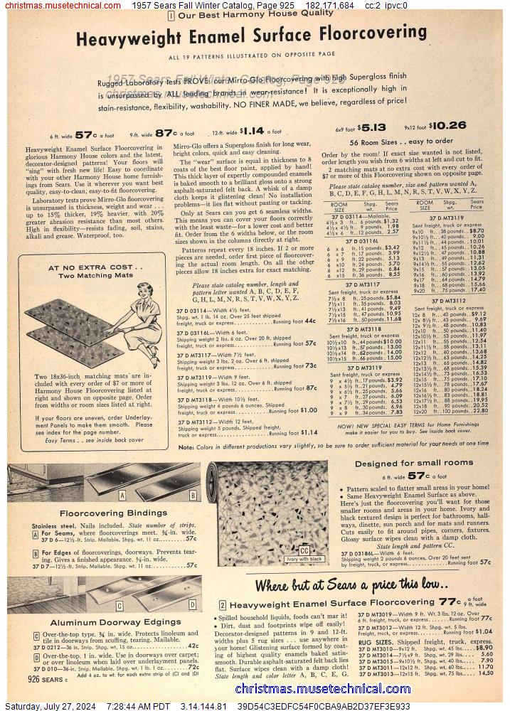 1957 Sears Fall Winter Catalog, Page 925