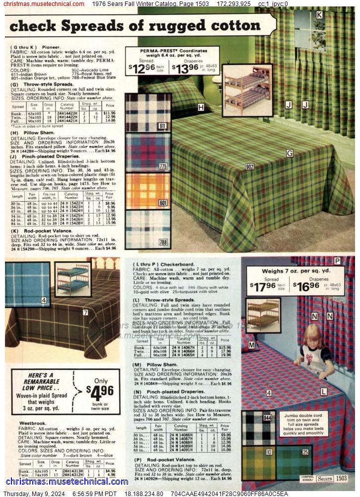 1976 Sears Fall Winter Catalog, Page 1503