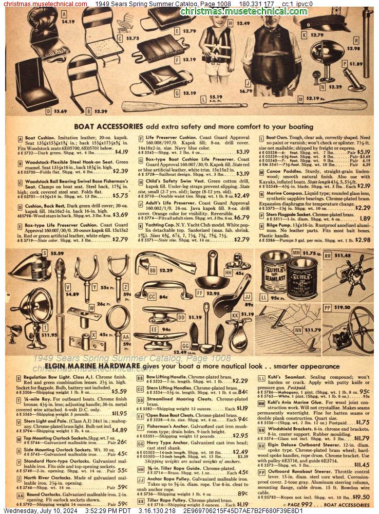 1949 Sears Spring Summer Catalog, Page 1008