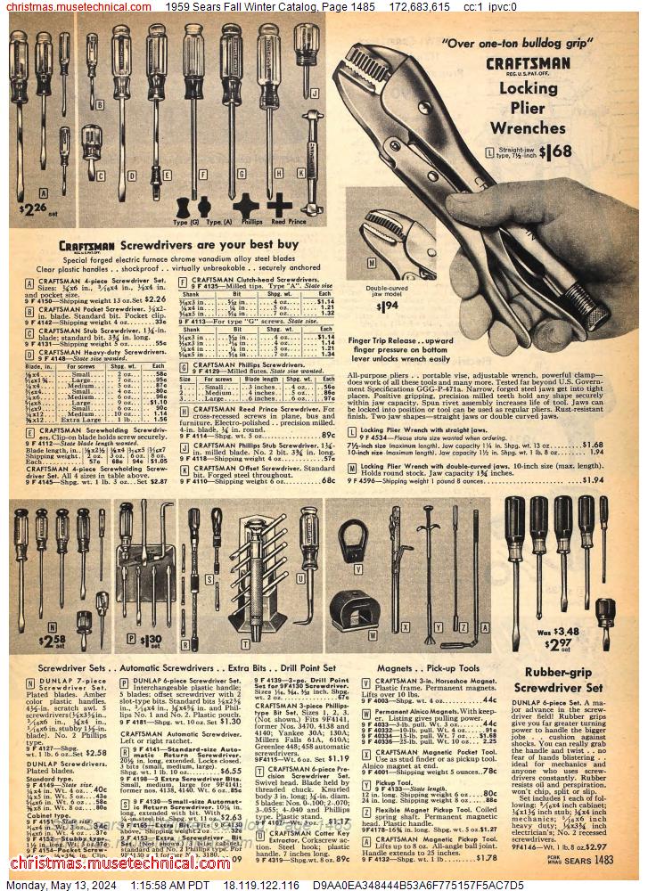 1959 Sears Fall Winter Catalog, Page 1485