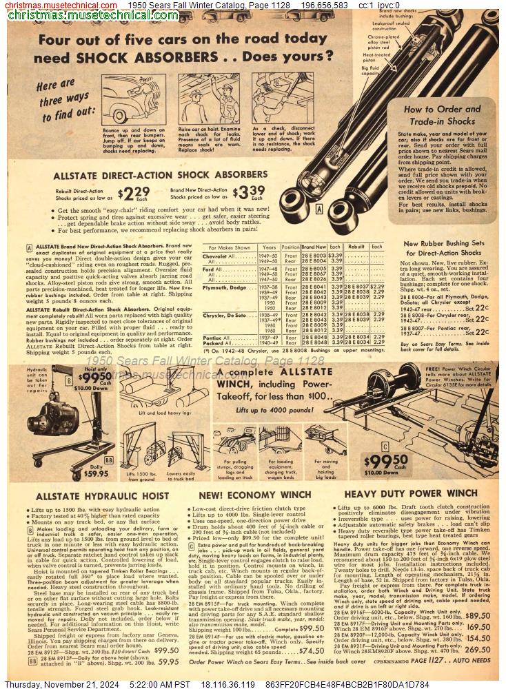 1950 Sears Fall Winter Catalog, Page 1128