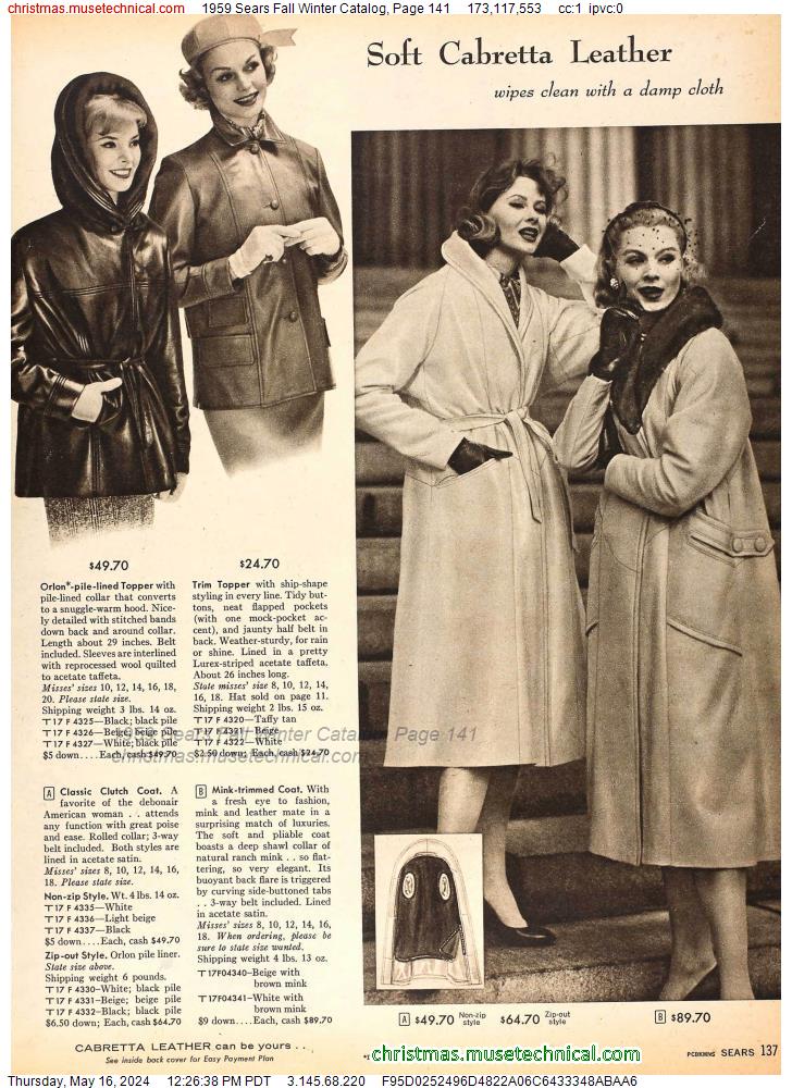 1959 Sears Fall Winter Catalog, Page 141