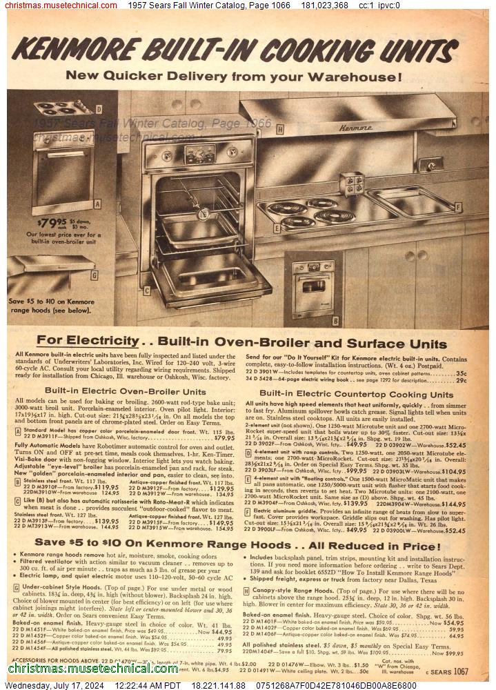 1957 Sears Fall Winter Catalog, Page 1066