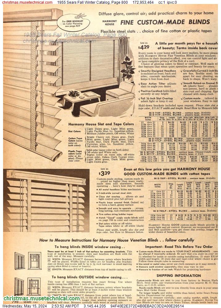1955 Sears Fall Winter Catalog, Page 800
