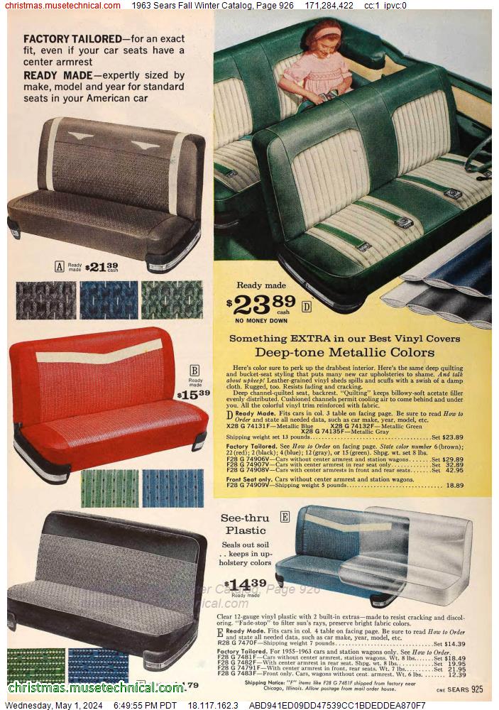 1963 Sears Fall Winter Catalog, Page 926