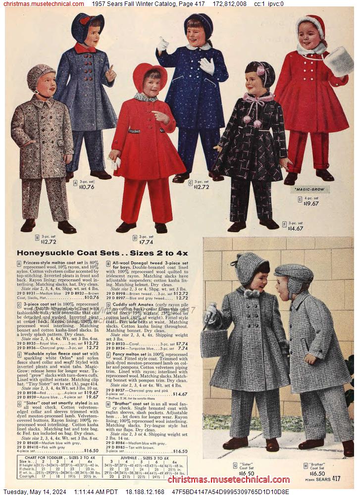 1957 Sears Fall Winter Catalog, Page 417