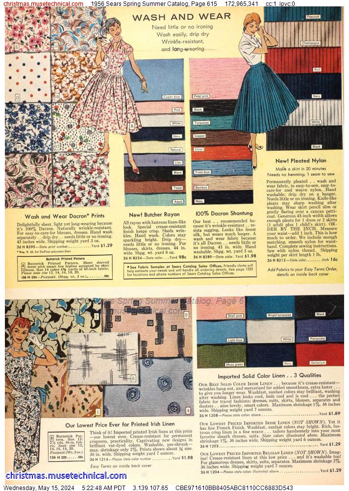 1956 Sears Spring Summer Catalog, Page 615