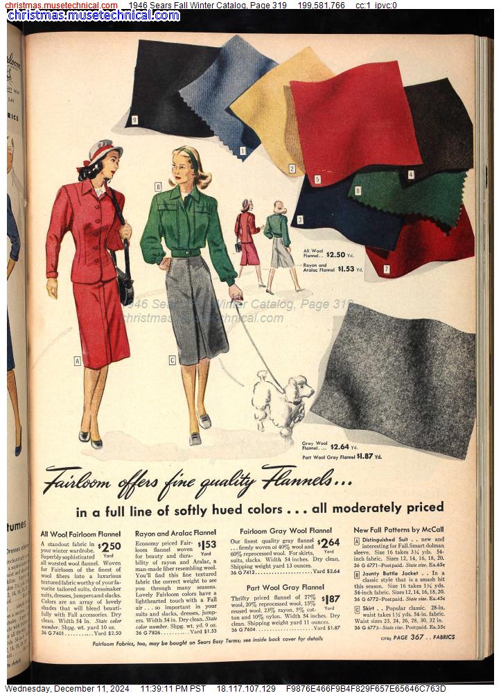 1946 Sears Fall Winter Catalog, Page 319