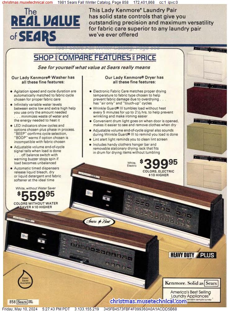 1981 Sears Fall Winter Catalog, Page 858