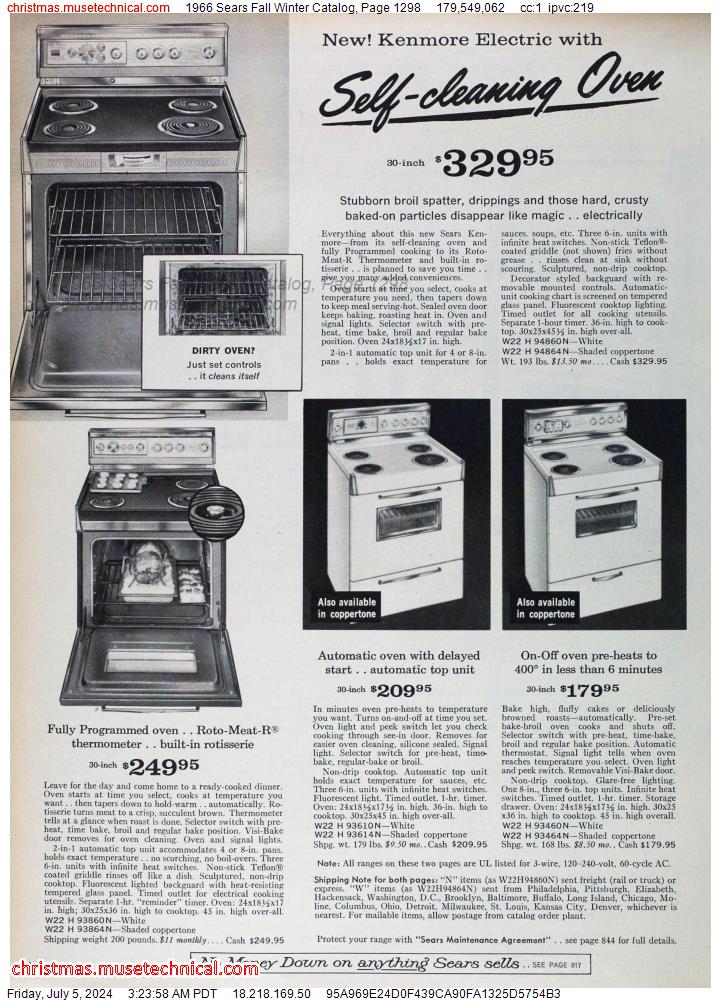 1966 Sears Fall Winter Catalog, Page 1298