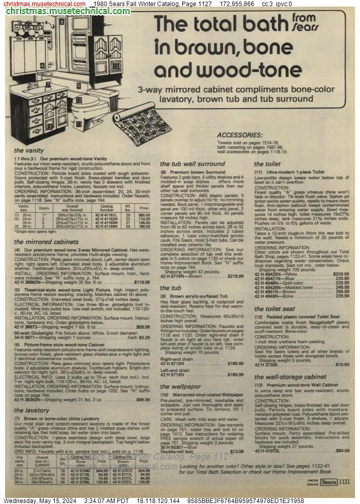1980 Sears Fall Winter Catalog, Page 1127