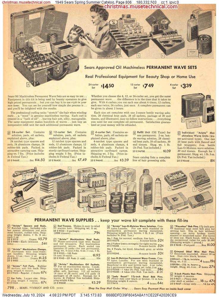 1949 Sears Spring Summer Catalog, Page 806