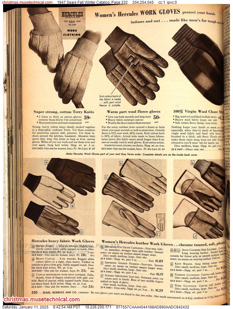 1947 Sears Fall Winter Catalog, Page 332