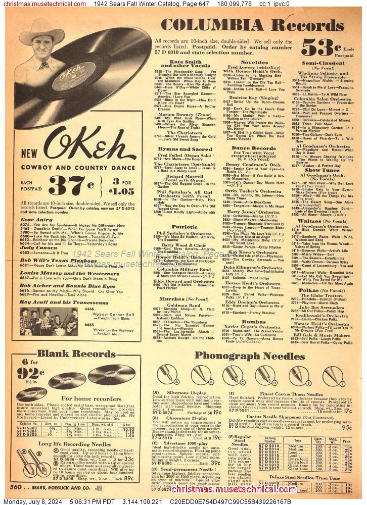 1942 Sears Fall Winter Catalog, Page 647