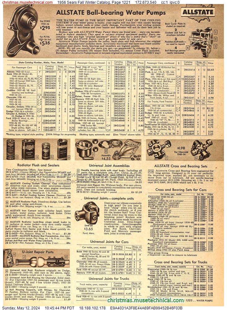 1956 Sears Fall Winter Catalog, Page 1221