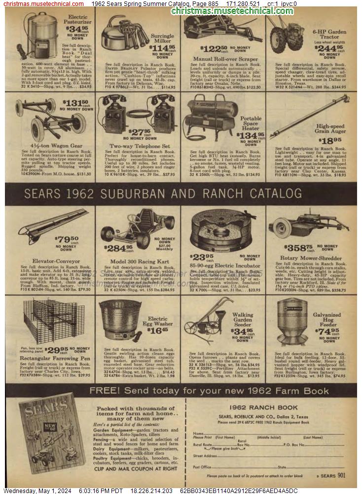 1962 Sears Spring Summer Catalog, Page 885