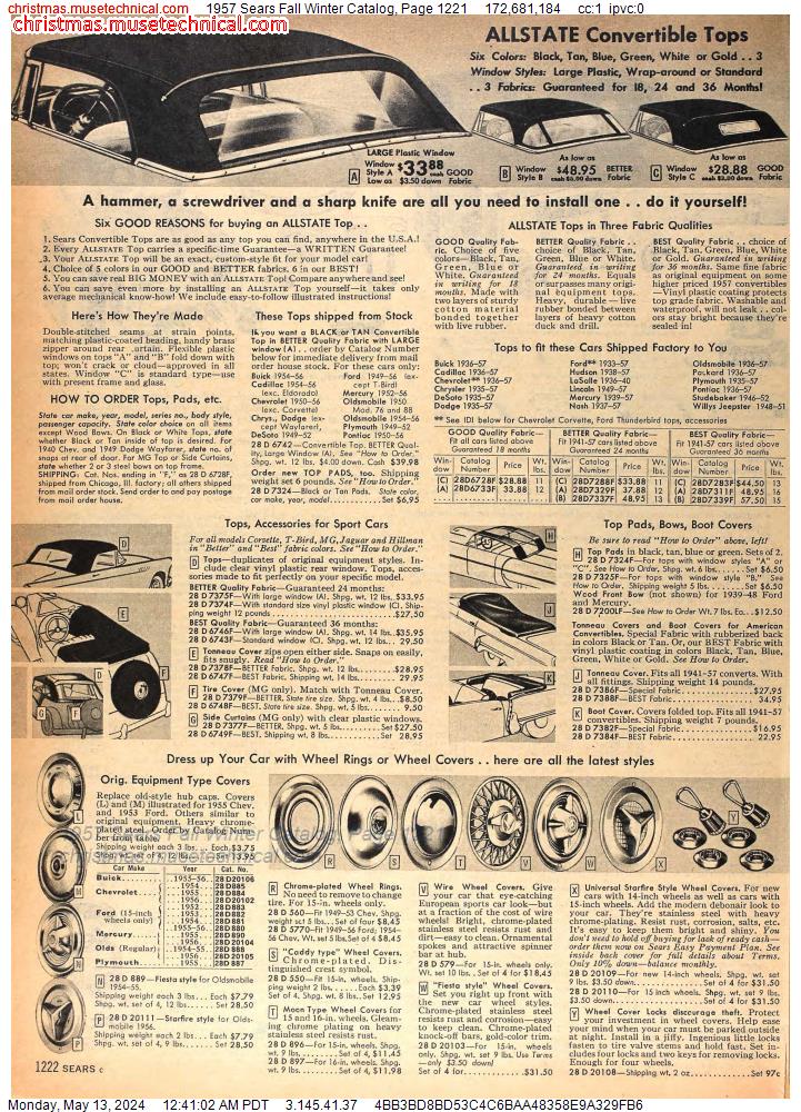 1957 Sears Fall Winter Catalog, Page 1221