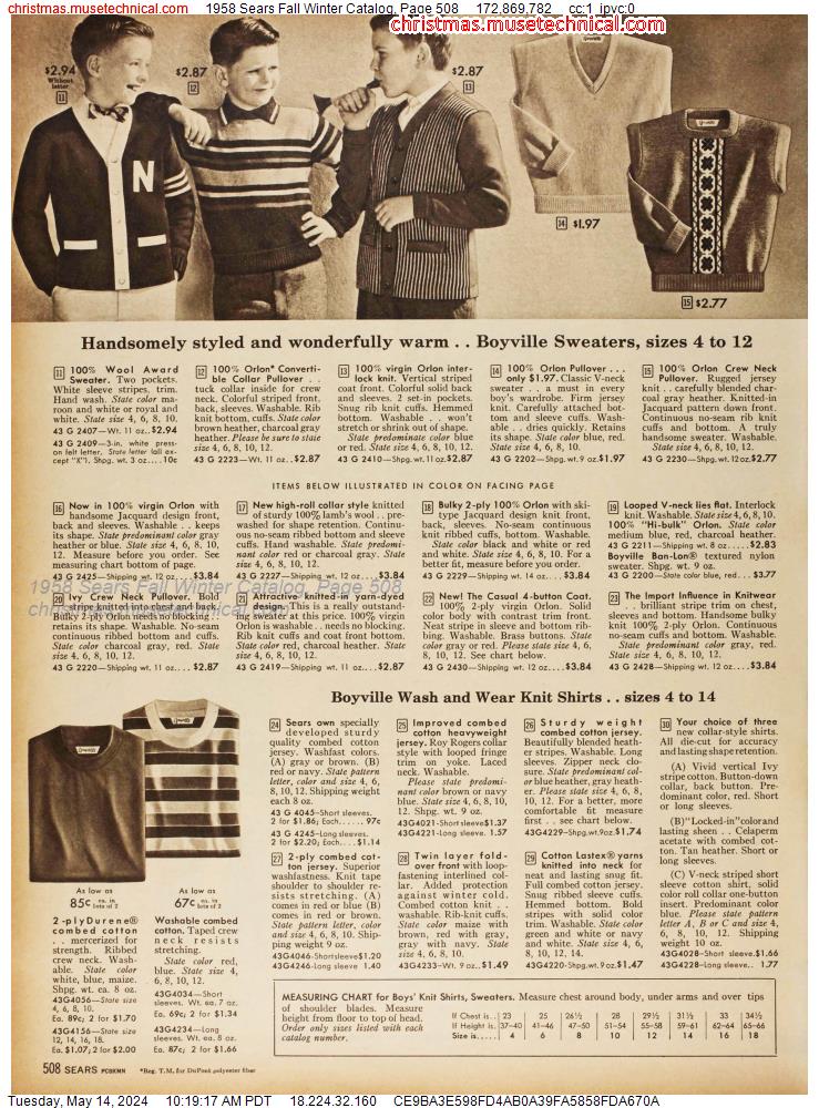 1958 Sears Fall Winter Catalog, Page 508