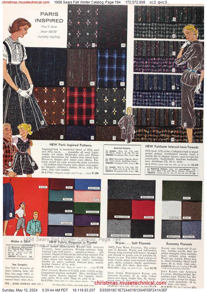1956 Sears Fall Winter Catalog, Page 194