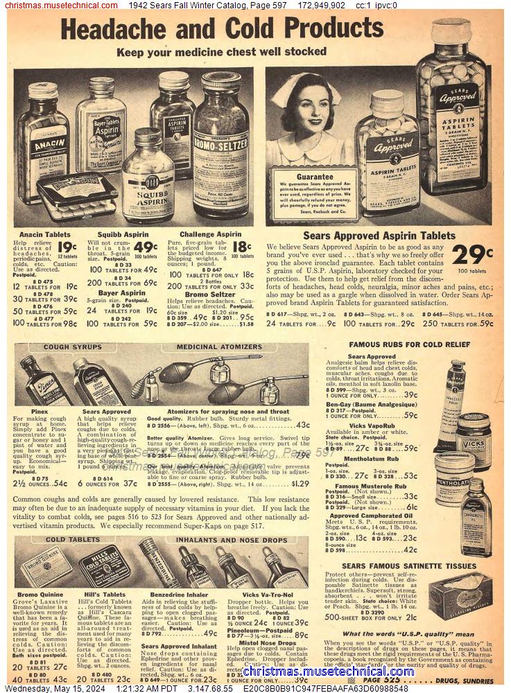 1942 Sears Fall Winter Catalog, Page 597