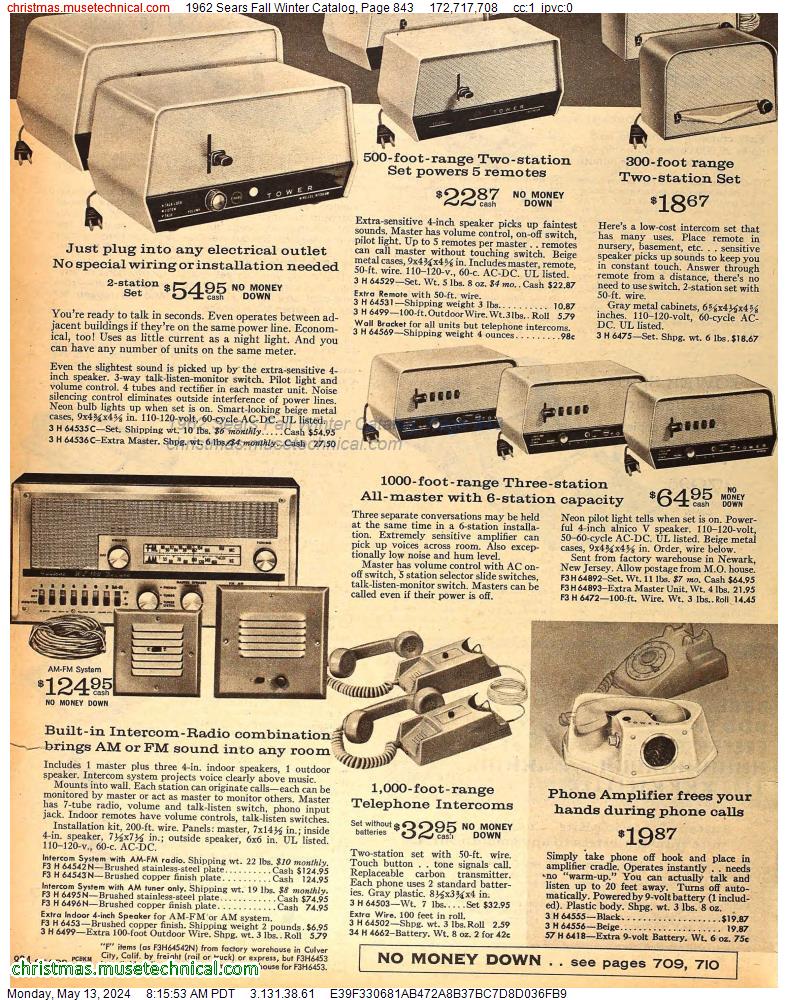 1962 Sears Fall Winter Catalog, Page 843
