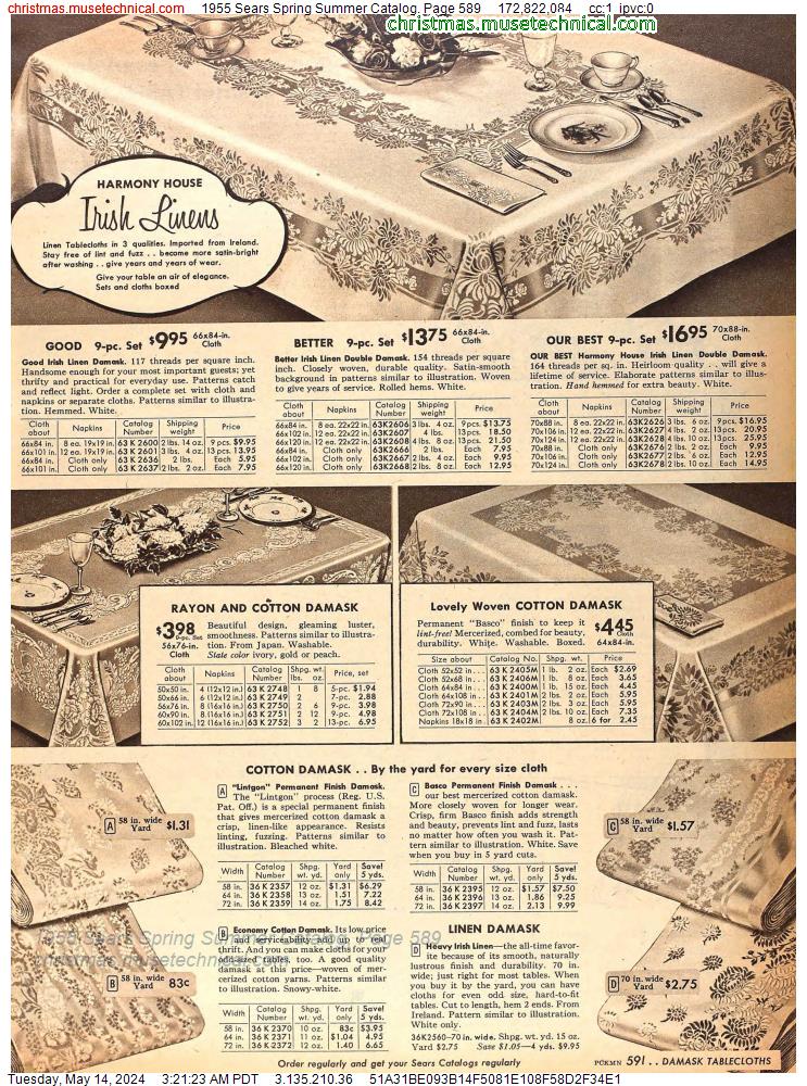 1955 Sears Spring Summer Catalog, Page 589